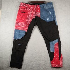 Jordan Craig Legacy Edition Bandana Patchwork Jeans Mens 44x32 Fits 42x30